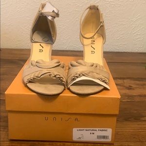 Unisa tan suede block heels